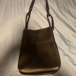 Black bucket bag